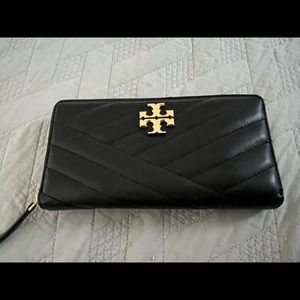 Black leather Tory Burch Zip Around Wallet